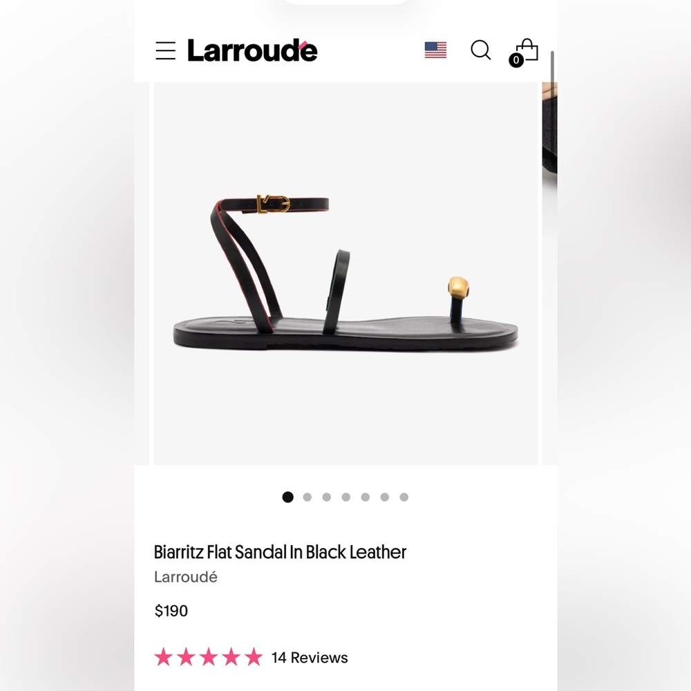 NWT Larroude Biarritz Black Sandal